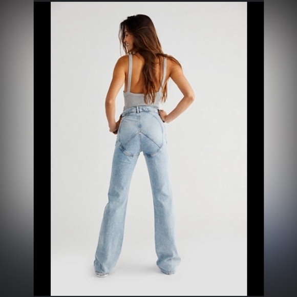 Boyish The Ricky Peace Light Blue high Rise Flare & Wide Leg Jeans 23 - Picture 5 of 7